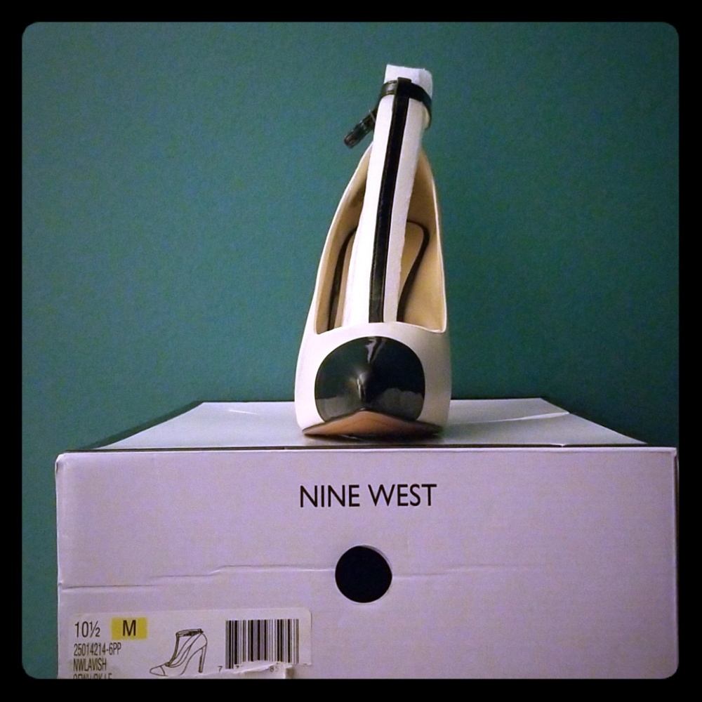 Off-white/Black T-strap heels